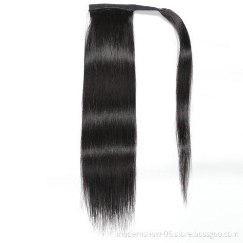 Modern Show Natural Real Human Hair Ponytail Black Peruvian Human Hair Ponytail Hair Extensions